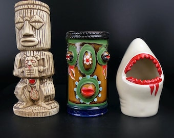 3 tazas de cerámica para coleccionistas Tiki Soul - Tiki Pop - Cerámica de colección - Pacific Deco