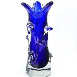Vase de Murano bleu cobalt en verre blanc massif Mi-XXe Italien Moderne Design vintage image 3