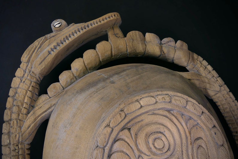 Grand bol de sagou en bois sculpté Papouasie-Nouvelle-Guinée Curiosité ethnique image 7
