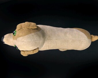 Peluche Ancienne Chien 1913 - Bourrage Paille, Ossature Métal - Fait Main - Collector France