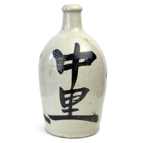 Antique Tokkuri Sake Bottle: 19th Century Japanese Ceramic with