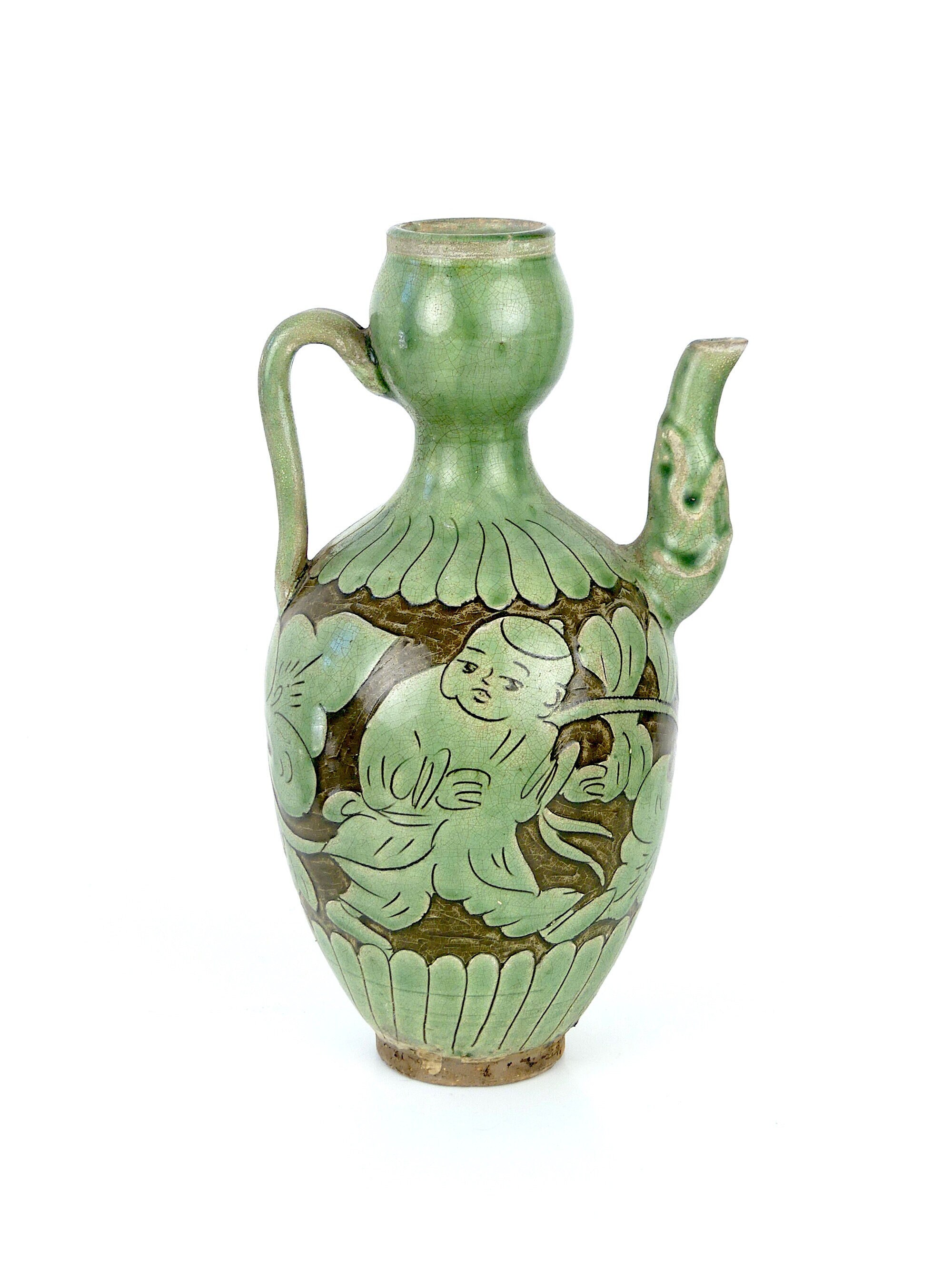 Vase Chinois Henan Sculpté à La Main - Pièce Unique Déco Asiatique