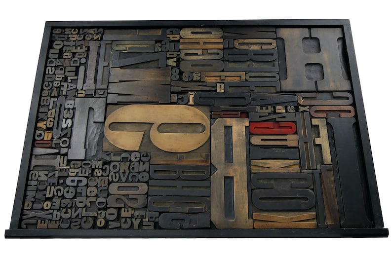 Letter Frame Blocks Frame of Vintage Wooden Block Letters - Typography - Industrial ...
