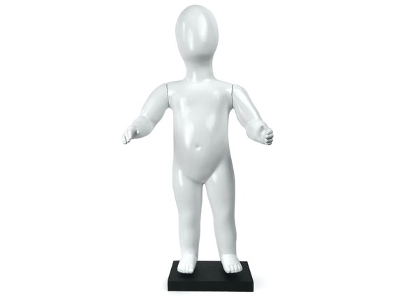 Faceless White Child Mannequin With Stylized Head and Articulated