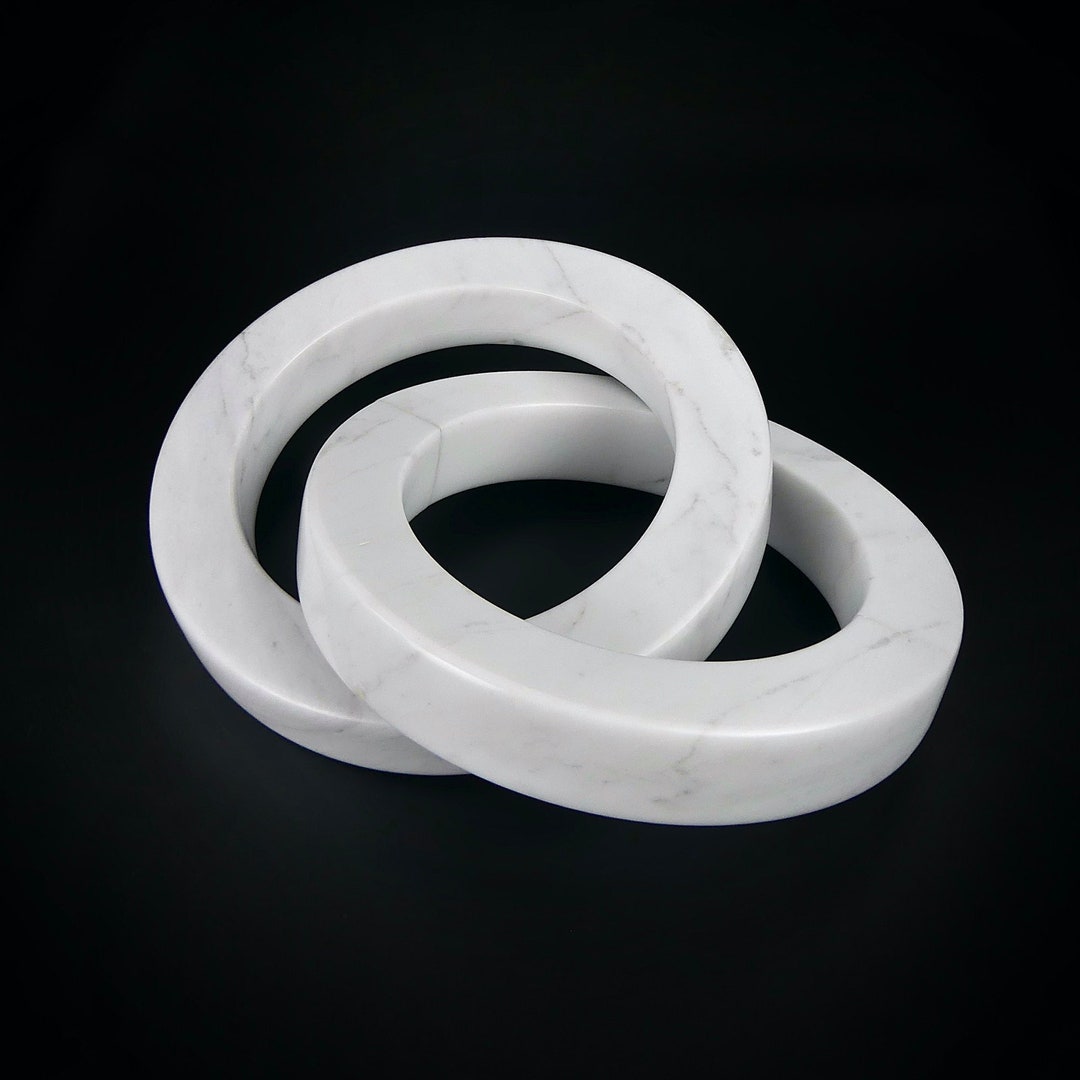 Beautiful Marble Rings Intertwined White Marble Rings Sculpture: Contemporary Art Decor - Etsy