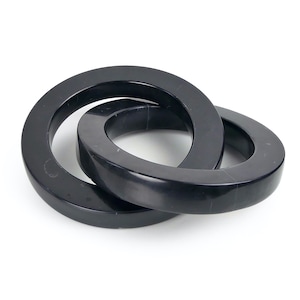 Intertwined Black Marble Rings &quot;For Life&quot; Contemporary Standing Sculpture - Artistic Curiosity - Contemporary Art