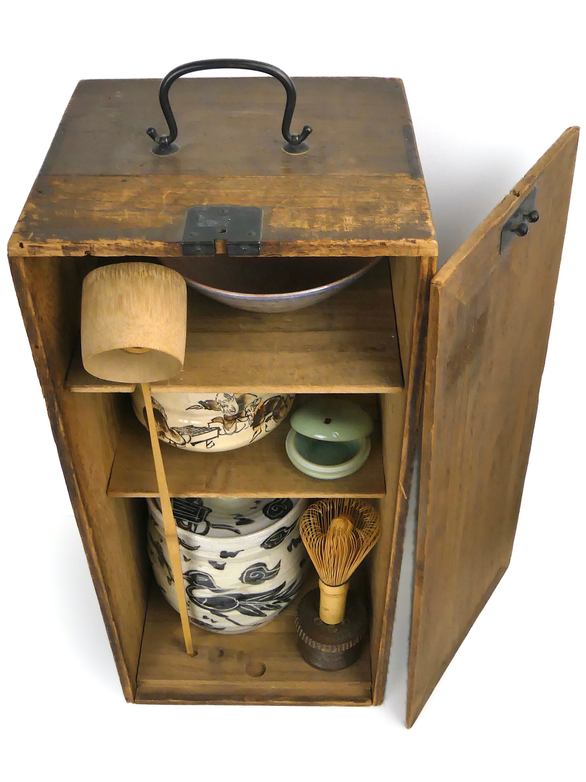Chabako Wooden Storage Basket Box Tea Ceremony Utensils Set