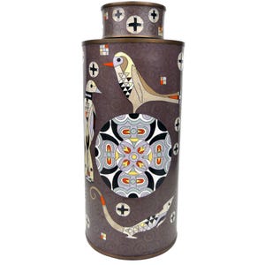 Tetera Cloisonné Marrón Lagarto y Pájaro - Fabienne Jouvin - Francia