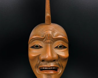 希少な一角仙人能面：手彫りヒノキ材、昭和時代 - Etsy 日本