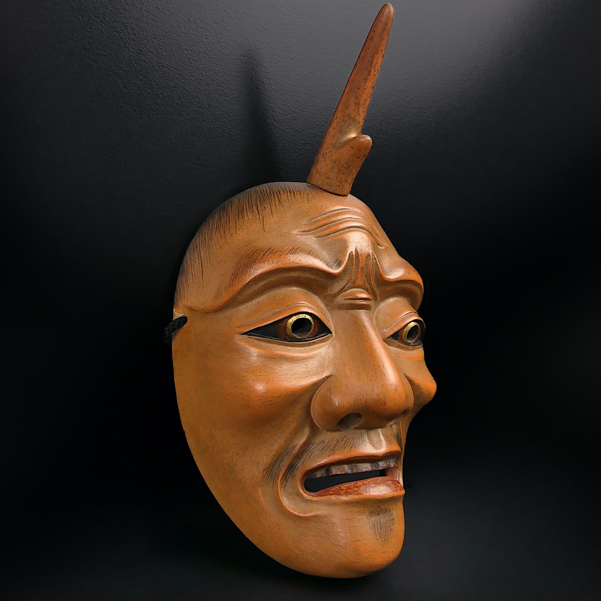 Rare Ikkaku Sennin Noh Mask: Hand-carved Cypress Wood, Showa