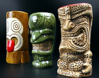3 Tiki Soul collector ceramic mugs - Tiki Pop - Collectible ceramics - Déco Pacifique