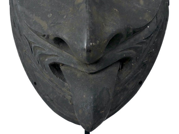 イアトムルの仮面：モノクロの木彫り、中部セピック州、パプア