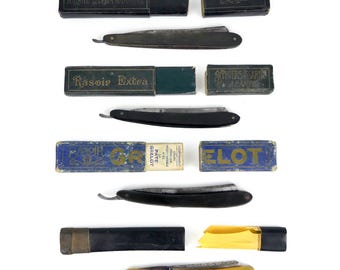 Collection of 4 vintage straight razors – Early 20th century – French and German cutlery