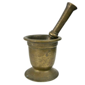 Antique Bronze Mortar and Pestle: Mid-19th Century Pharmacy Instrument
