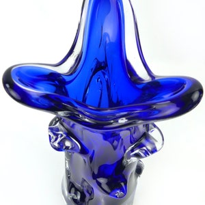 Vase de Murano bleu cobalt en verre blanc massif Mi-XXe Italien Moderne Design vintage image 6