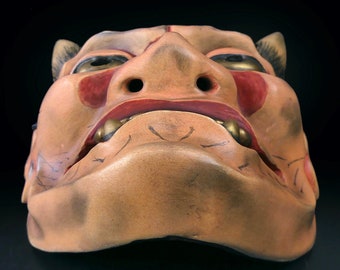 Signed Yakan Noh Mask: Malevolent Fox Spirit, Japanese Cypress