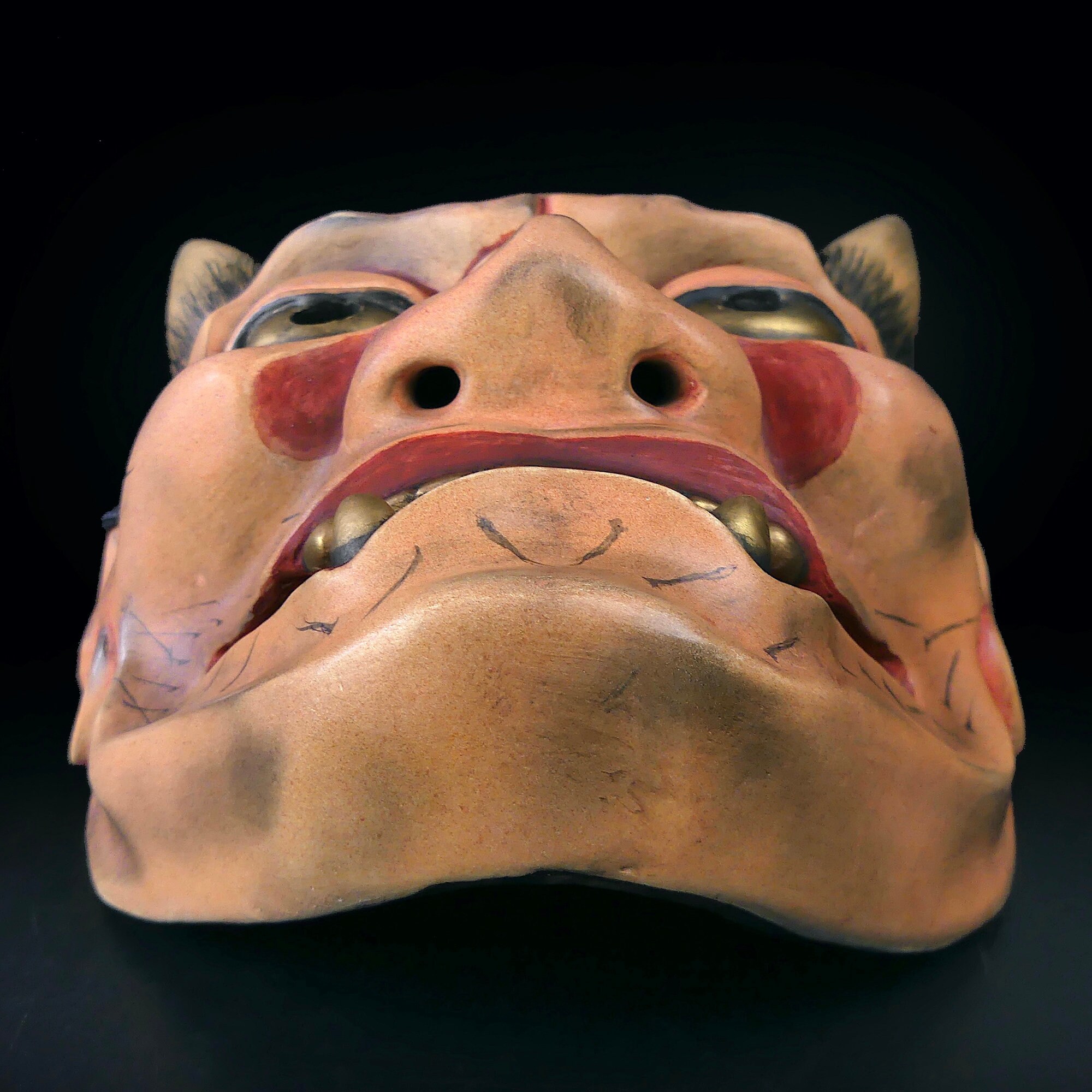 Signed Yakan Noh Mask: Malevolent Fox Spirit, Japanese Cypress
