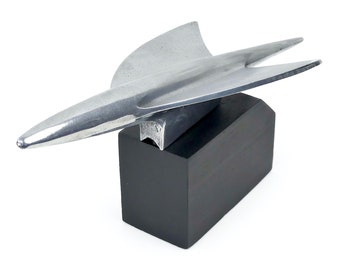 Vintage Chrome Aircraft Hood Mascot: Simca Chambord Art Deco Ornament