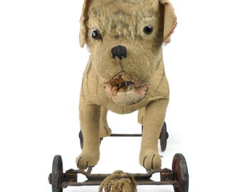 Antique Steiff Bulldog on Wheels: Early 20th Century Plush Toy - Etsy