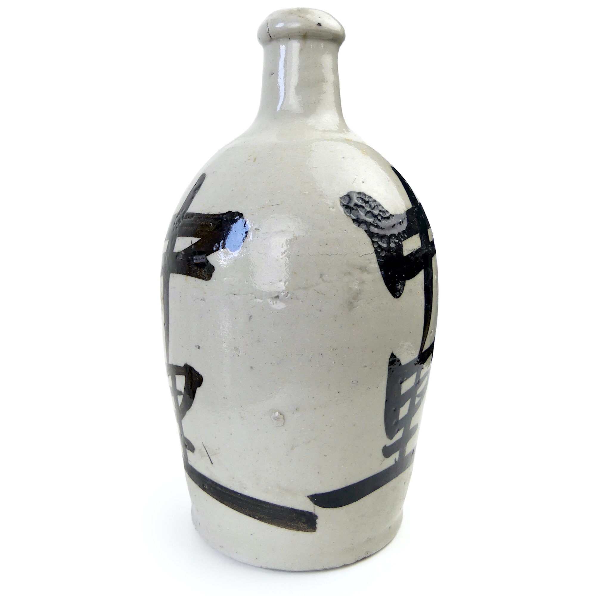 Antique Tokkuri Sake Bottle: 19th Century Japanese Ceramic with