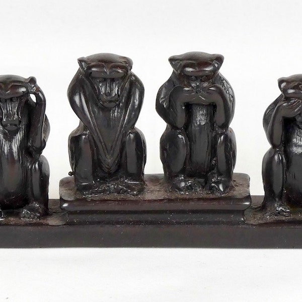 Petite sculpture 4 singes en résine - Chine / 4 monkeys small sculpture in resin