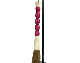Chinese Calligraphy Brush: Red Stone, Bone & Goat Hair - Asian Decor