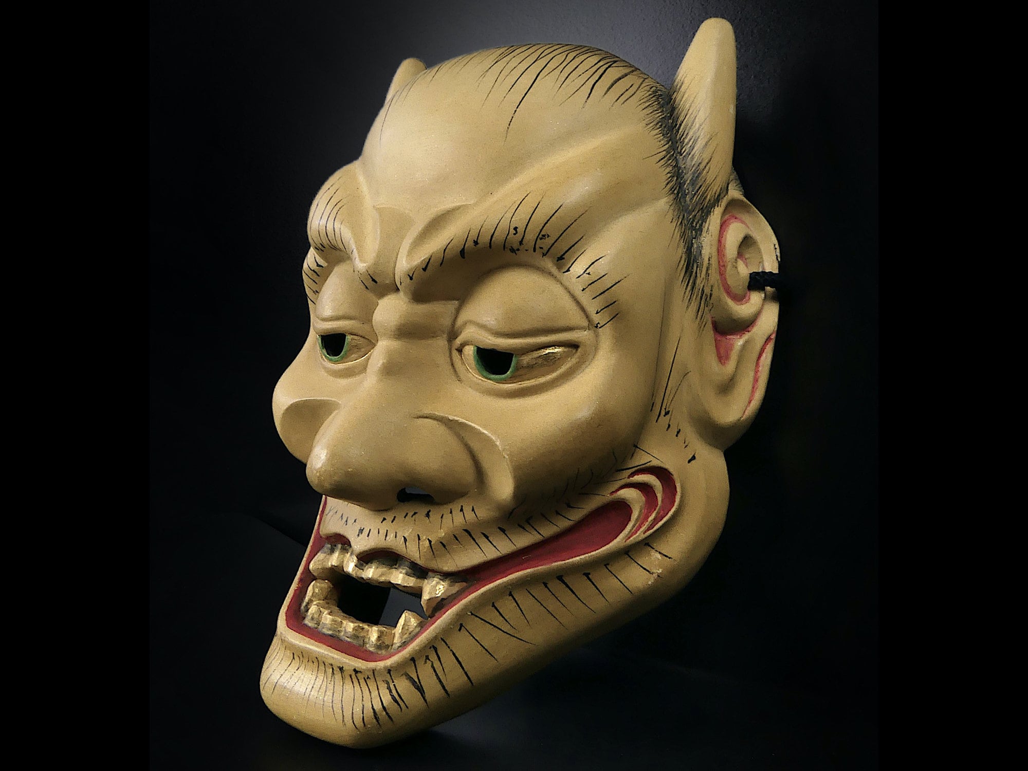 能面 木彫り 野干 （鬼の能面 木製 伝統工芸品 （伝統芸能 伝統
