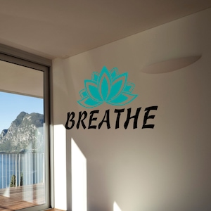 Breathe Lotus Yoga Wall Decal Sticker
