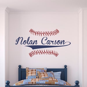 Personalized Name Baseball Wall Decal - Custom Name Baseball Wall Sticker - Vinyl Decal Monogram Boys Room - Childrens Nursery Wall Decor