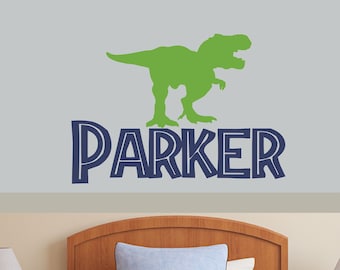 Boys Name Wall Decal Boys Name Dinosaur Wall Decal Jurassic Dinosaurs Kids Wall Decal Sticker Trex T-rex Tyrannosaurus Rex