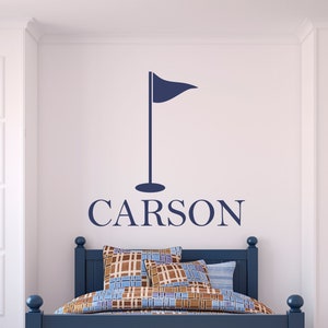 Personalized Name Golf Wall Decal - Custom Name Golf Wall Sticker - Vinyl Decal Monogram  Boys Room - Childrens Nursery Wall Decor Man Cave