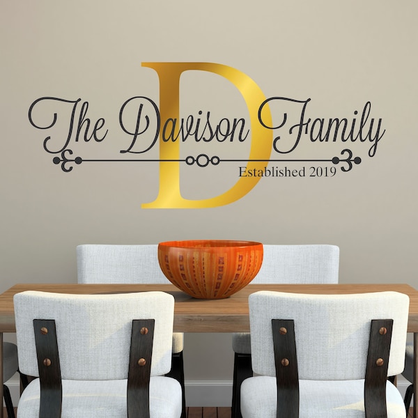 Personalized Family Name Wall Decal - Custom Family Name Vinyl Wall Sticker - Family Wall Sign Monogram - Last Name Decal - Wedding Decor