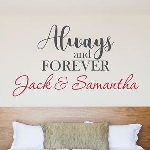 Couples Name Wall Decal - Mr & Mrs Personalized Wall Decal Sticker - Just Married - Wedding - Mr and Mr - Mrs and Mrs - Always and Forever