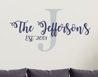 Farmhouse Family Name Wall Decal - Personalized Family Name Custom Family Name Vinyl Wall Sticker - Family Wall Sign Monogram - Last Name