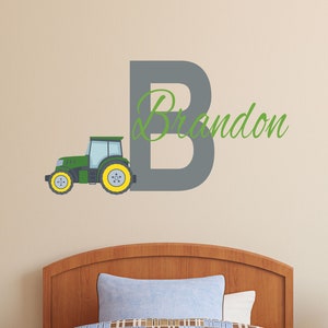 Custom Name Boys Tractor Wall Decal - Boys Personalized Name Farm Nursery Wall Sticker - Custom Name Sign - Boys Room Wall Decor - Boys Name