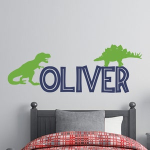 Boys Name Wall Decal Boys Name Dinosaur Wall Decal Jurassic Dinosaurs Kids Wall Decal Sticker Trex T-rex Velociraptor Stegosaurus