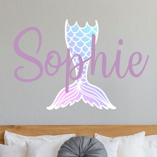 Mermaid Wall Decal Name Personalized Girls Name Custom Nursery Etsy