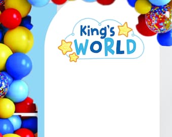 World Birthday Party - Happy Birthday Backdrop - World Theme Birthday Sticker for Balloon Arch - ABC Birthday Sticker - Street Party -