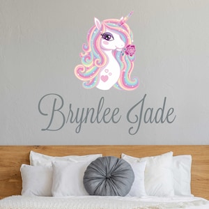 Custom Name Unicorn Nursery Wall Decal - Girls Personalized Name Unicorn Wall Sticker - Custom Name Sign - Custom Name Stencil Monogram