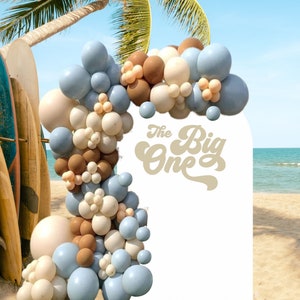 thumbnail image 2 of The Big One Surf Birthday Decorations - Vintage Surf Birthday Balloon Garland With Backdrop, Foil Balloons, Retro Surfing Beach Swimming Pool Hawaiian Surfboard 1st Birthday Party Decorations 2 of 13