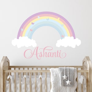 Personalized Rainbow Wall Decal - Girls Personalized Name Rainbow Wall Sticker - Watercolor Rainbow Unicorn Custom Name Sign - Girls Name