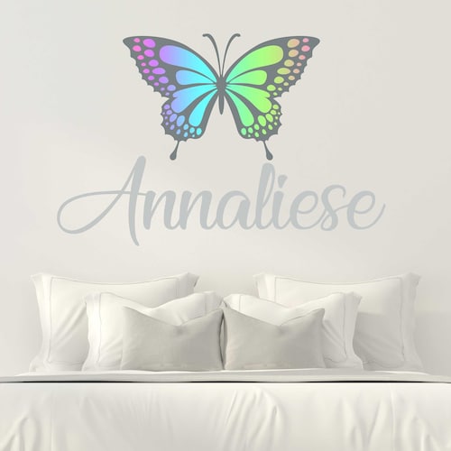 Wall Stickers custom name butterfly flower kids Removable Vinyl Decal Art Decor 