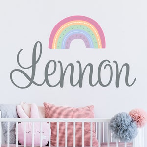 Personalized Rainbow Wall Decal - Girls Personalized Name Rainbow Wall Sticker - Boho Rainbow Unicorn Custom Name Sign - Stencil Monogram