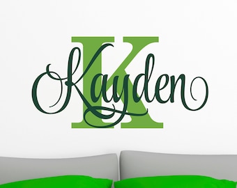 Boys Name Wall Decal Boys Name Decal Boys Bedroom Name Decal Wall Decor Boys Nursery Baby Boy Nursery Personalized Monogram Vinyl Decor