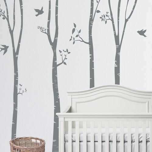 Vinyl Wall Decal Birch Trees Wall Decal Quote Decal Nursery Etsy