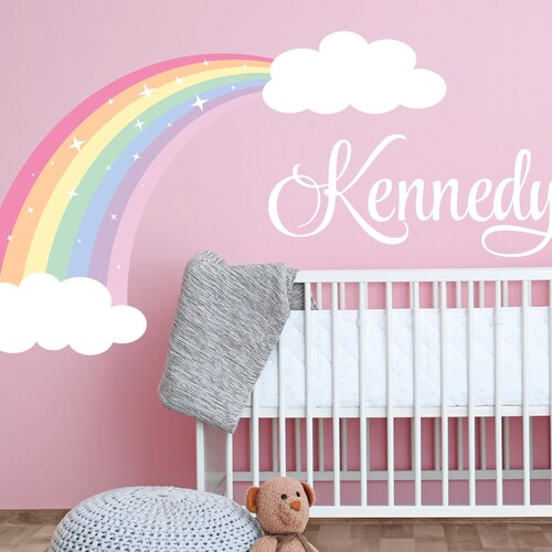 Personalized Rainbow Wall Decal Girls Personalized Name Etsy