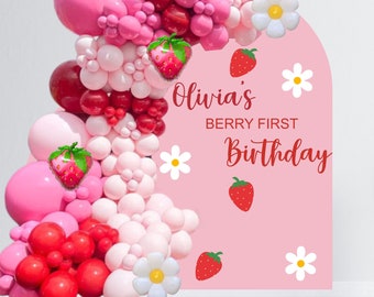 Berry First Birthday Decal - Happy Birthday Party Backdrop - First Birthday for Balloon Arch - Personalized Birthday Sticker - Chiara Wall