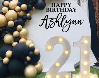 Happy Birthday Decal - Happy Birthday Party Backdrop - Happy Birthday for Balloon Arch - Personalized Birthday Decoration - Name Decal