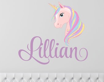 Custom Name Flamingo Wall Decal Custom Name Sign Girls Room Wall Decor Custom Name Stencil Monogram Girls Personalized Name Unicorn Wall Sticker Handmade Products Wall Stickers