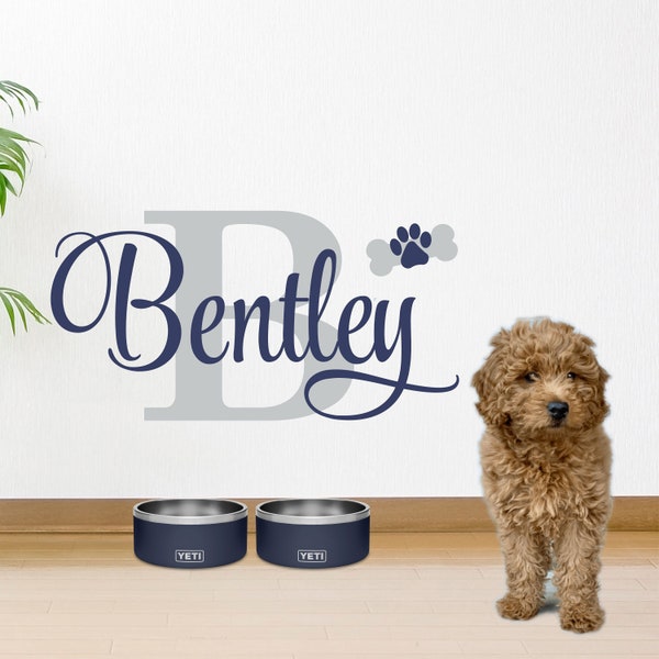 Personalized Dog Wall Decal - Dog Name Sticker - Dog Name Sign - Custom Name Dog Wall Sticker - Dog Pawprint - Dog Bone - Dog Sticker